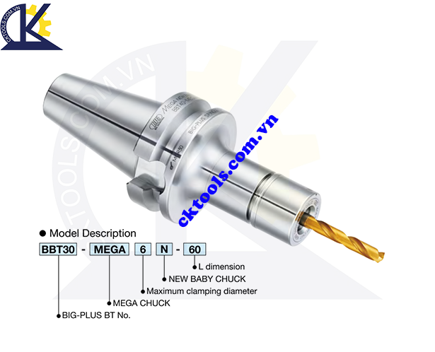Đầu kẹp dao BIG DAISHOWA  BBT40-MEGA8N, Holder BBT40-MEGA8N, Mega micro chuck BBT40-MEGA8N