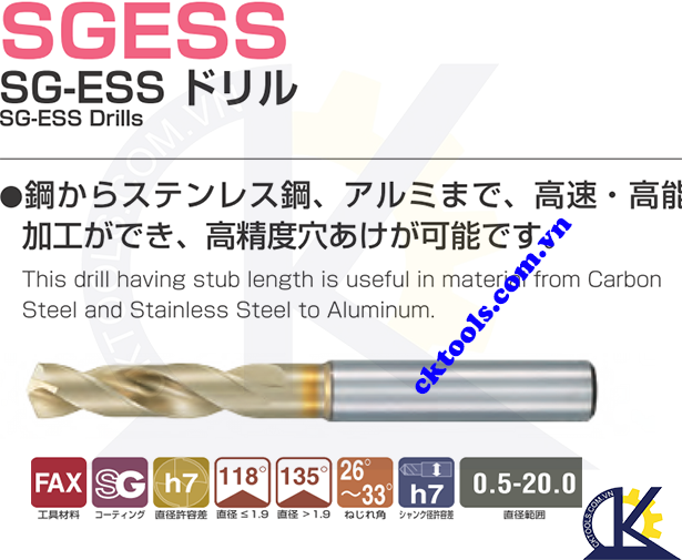 Mũi khoan Nachi SGESS 12.90, Mũi khoan Nachi List 7572P 12.90, Mũi khoan Nachi List 7572P F12.90 Mũi khoan chuôi trụ Nachi D12.90